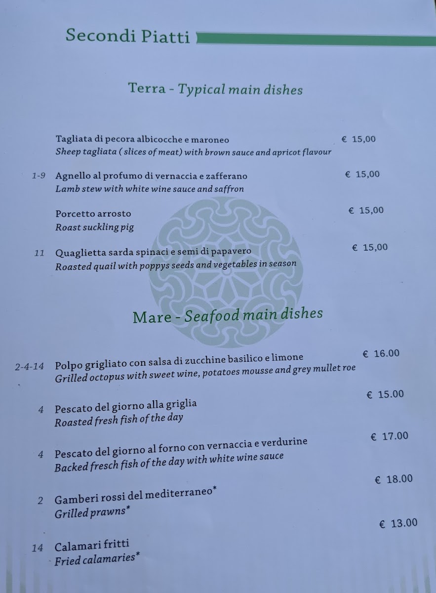 Menu Ristorante Ispinigoli Ss 125-5