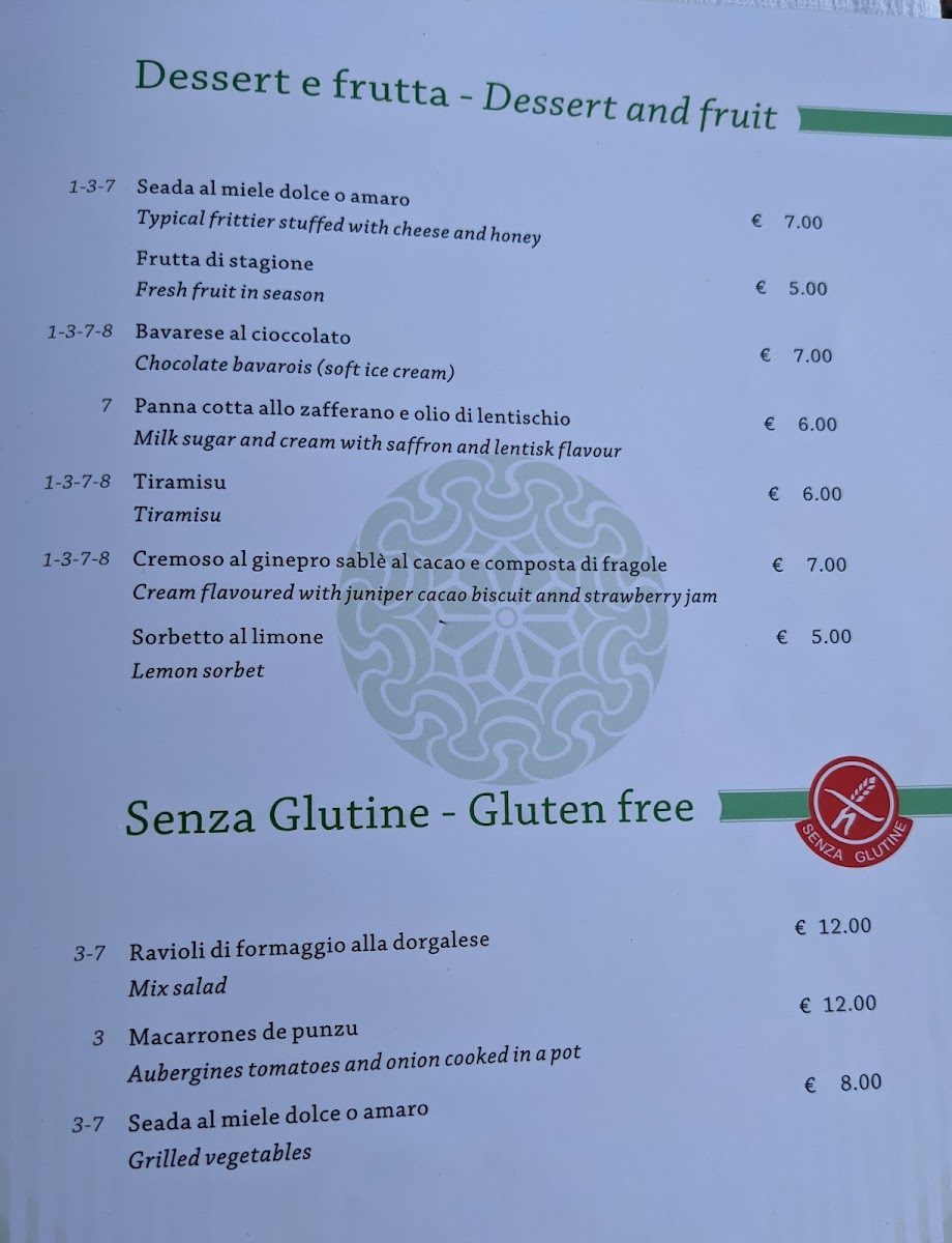 Menu Ristorante Ispinigoli Ss 125-7